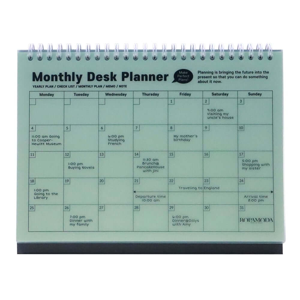 สมุดแพลนเนอร์แบบตั้งโต๊ะ Ropamoda month Desk planner สีเขียว